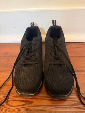 Men's Black Knit Lace-Up Steel Toe Work Sneakers